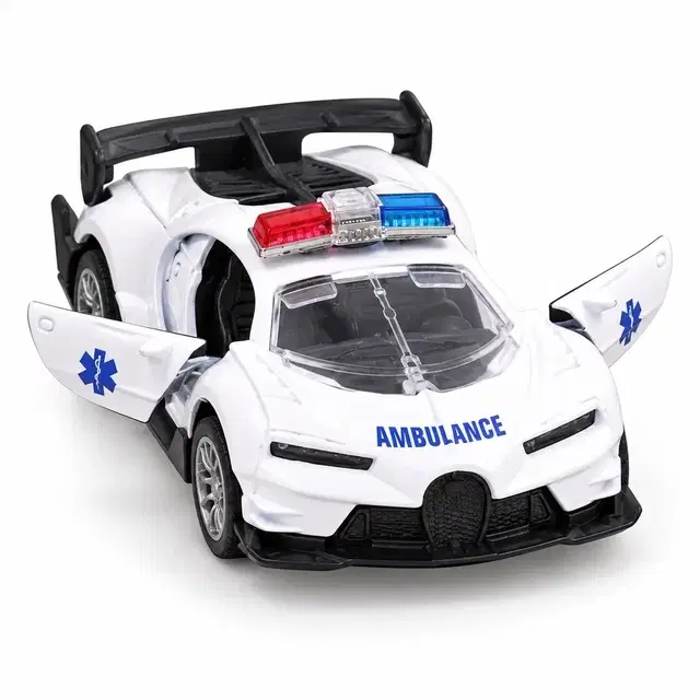 Toy Cloud 1:32 Bugatti Ambulance Die-Cast Pull-Back Car with Opening Doors