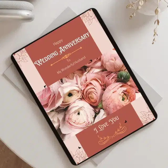 Printed Anniversary Greeting Card for Husband, Multicolor