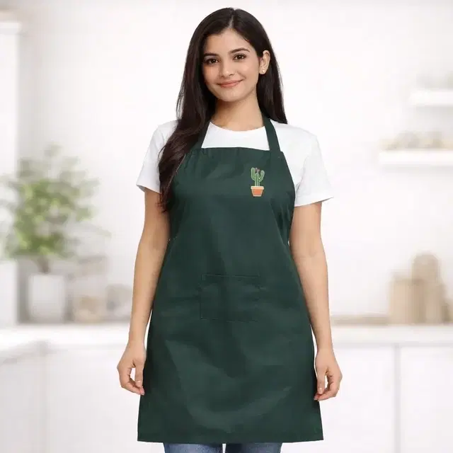 Cactus PVC Waterproof Apron (Pack of 1) Green