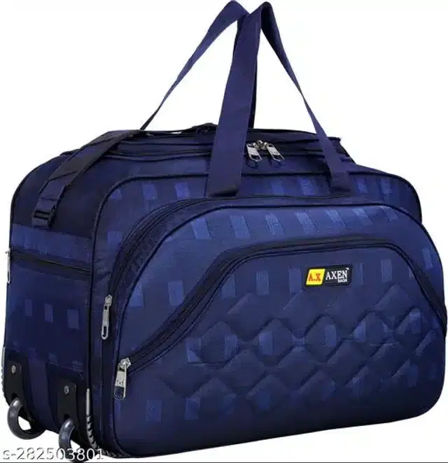 Polyester Trolley Duffel Bag for Men & Women, Navy Blue