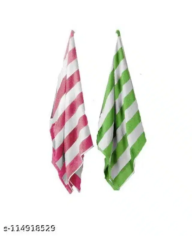 Cotton Bathing Towel, Pink & Green, Pack of 2