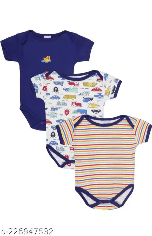 Cotton Rompers for Kids (Multicolor, 0-3 Months)