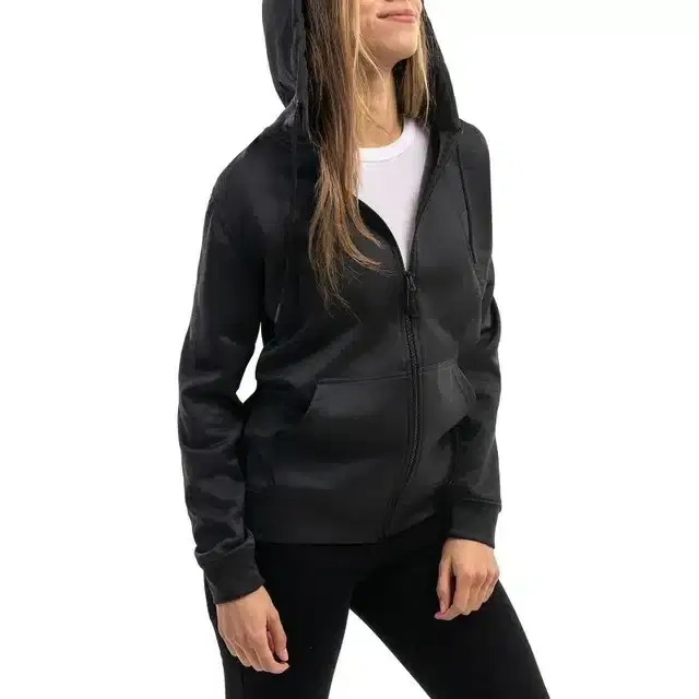 Cotton Full Sleeves Hoodie for Women (Black, S)