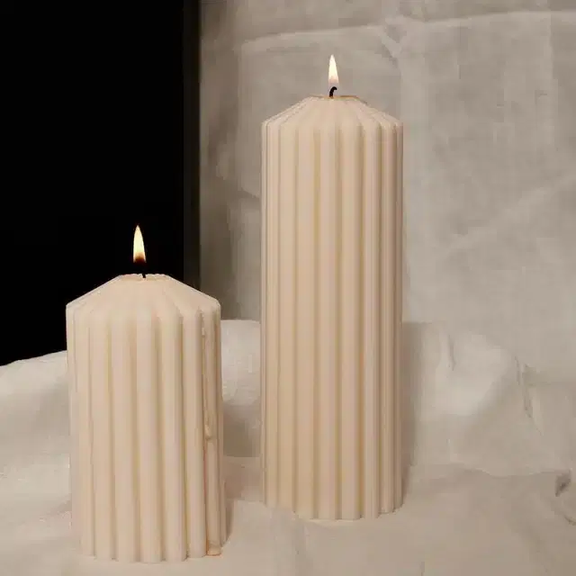 Wax Mould Designer Candles, Multicolor, Pack of 2