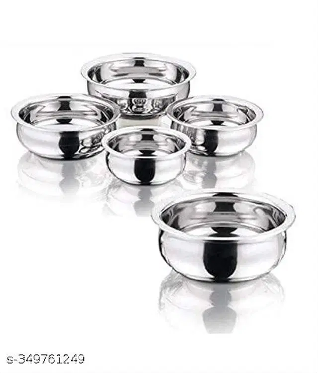 Stainless Steel Copper Bottom Handi Pot Set, Silver, Set of 5