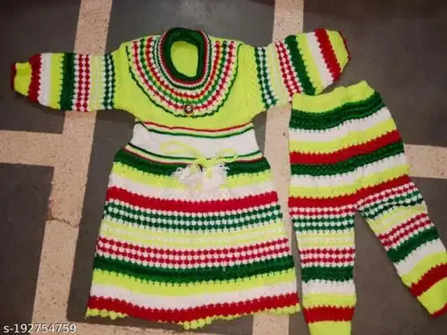 Woolen Sweater & Pant for Girls (Multicolor, 9-12 Months)