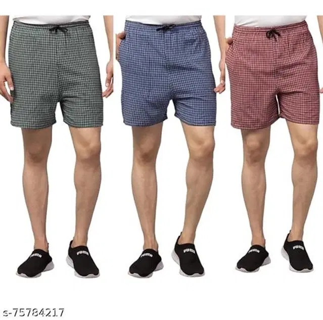 Cotton Blend Shorts for Mens, Pack of 3 (Multicolor, 28)
