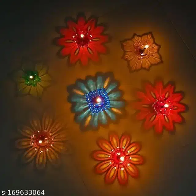 3D Diya Diwali Lights, Assorted, Pack of 12
