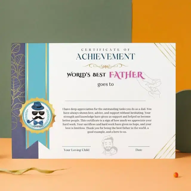 Best Father Certificate, Multicolor