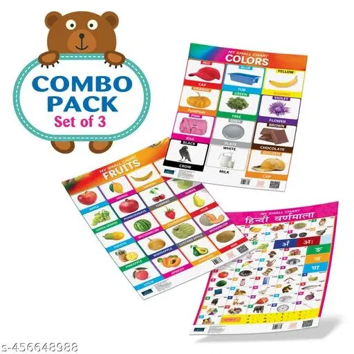 Bookford Publications My small chart Fruits, Hindi Varnamala & Colors (Set of 3)