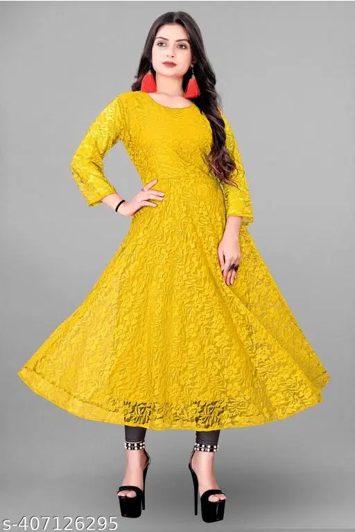 Net Gowns for Women,  Yellow  (S)