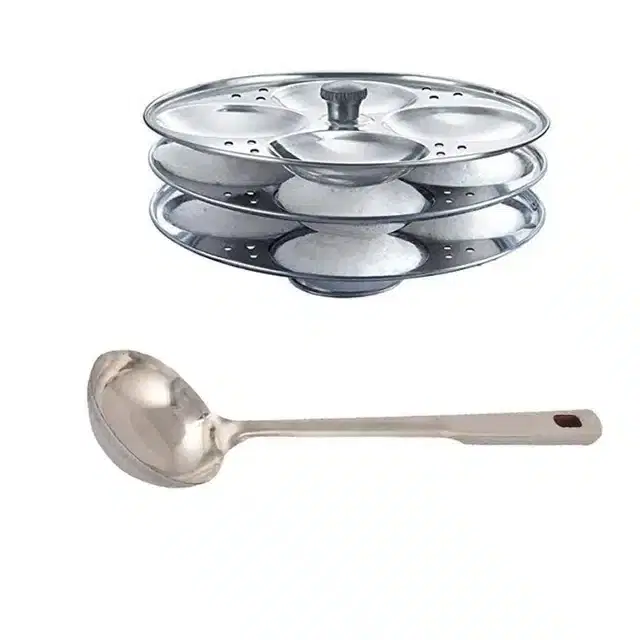 Stainless Steel Karchi & Idli Making Stand of 3 Plates, Combo of 2