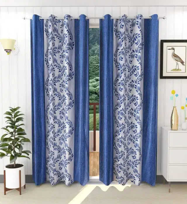 Door Curtains, Pack of 2, Blue, 7 feet