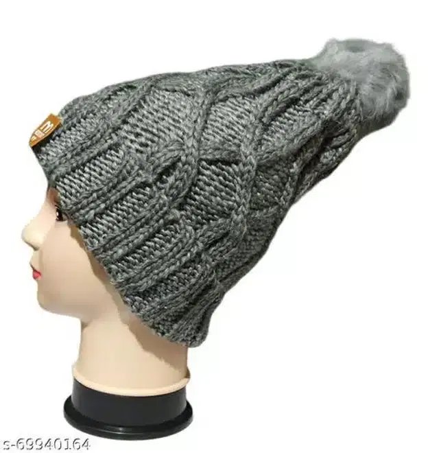 Woolen Cap for Women (Grey)