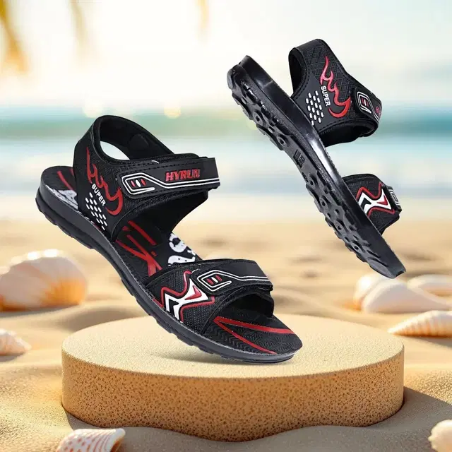 Synthetic Casual Sandals for Men (Black, 6)