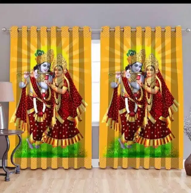 Polyester Printed Door & Window Curtains, Multicolor, 5 feet