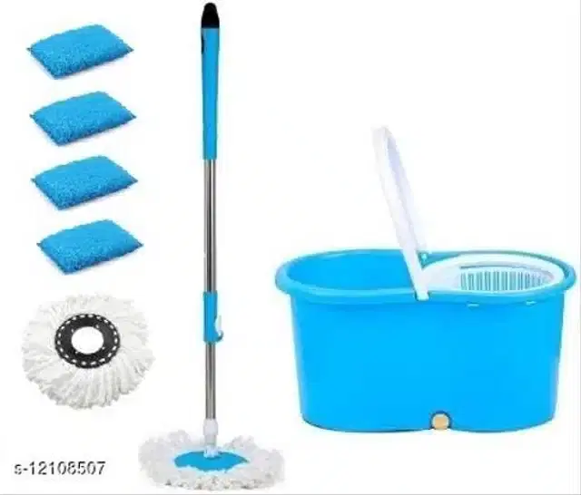 Spin Bucket Mop with 4 Scrub Pad, Assorted, Set of 5