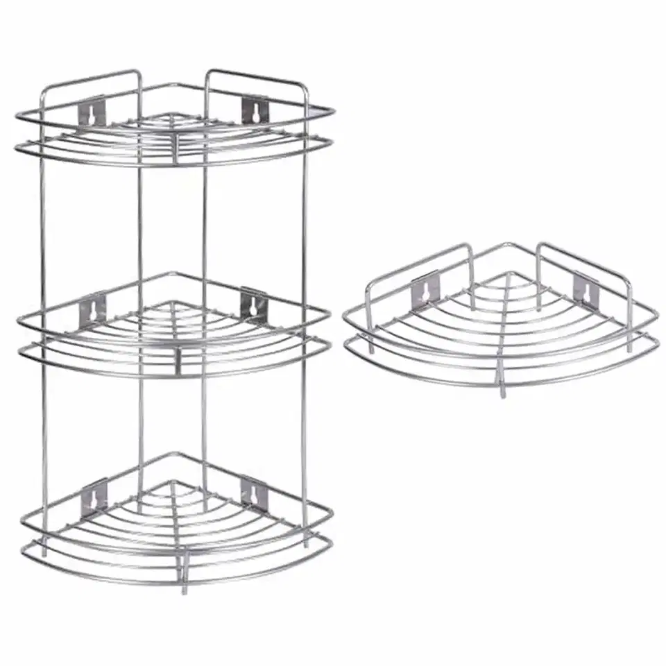 Oc9 Stainless Steel Corner Shelf 9X9X20 Inch & 9X9 Inch