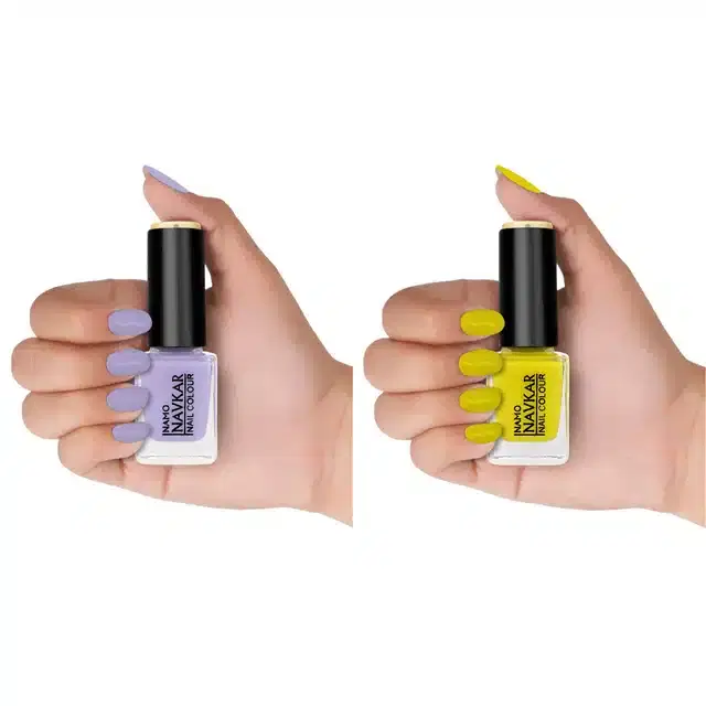 Nail Paint for Women, Purple & Yellow, Pack of 2