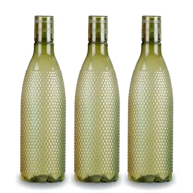 Plastic Water Bottle, Green, Pack Of 3, O-43