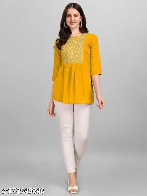 Nylon Top For Women, Yellow (M)