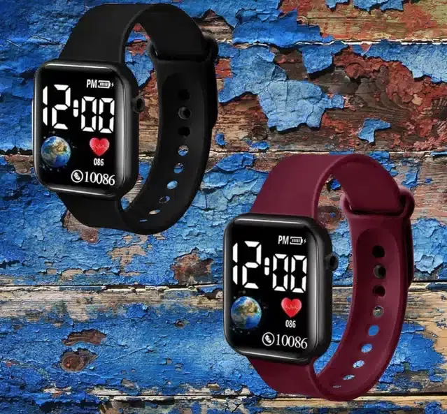Digital Watch for Men & Women, Pack of 2 (Multicolor)