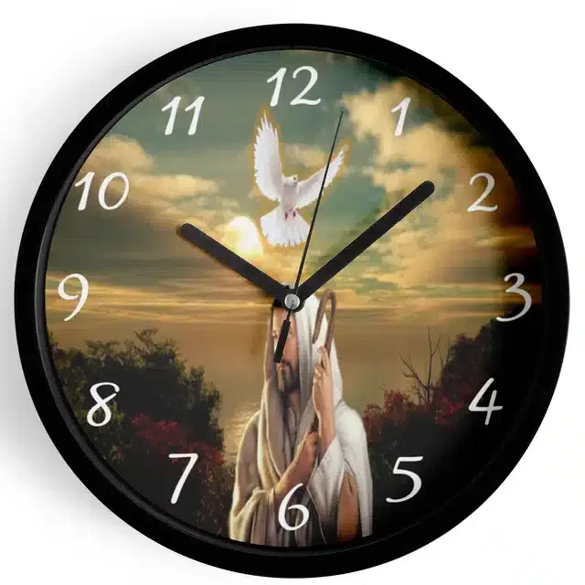 Plastic Jesus Printed Wall Clock, Multicolor, 10x10 Inches