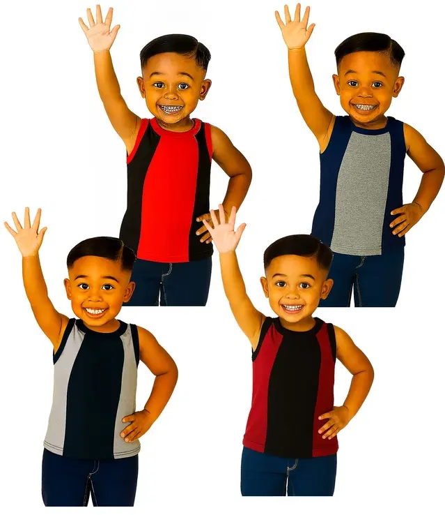 Cotton Solid Innerwear for Boys, Multicolour, Pack of 4 (6-12 Months)