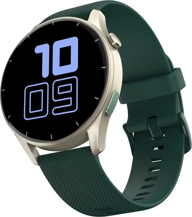 Noise Crew 1.38 Round Display with Bluetooth Calling, Metallic finish, IP68 Rating Smartwatch  (Green Strap, Regular)