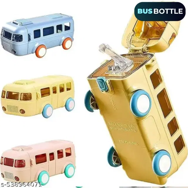 Plastic Bus Shape Sipper Bottle for Kids, Multicolor (1000 ml)