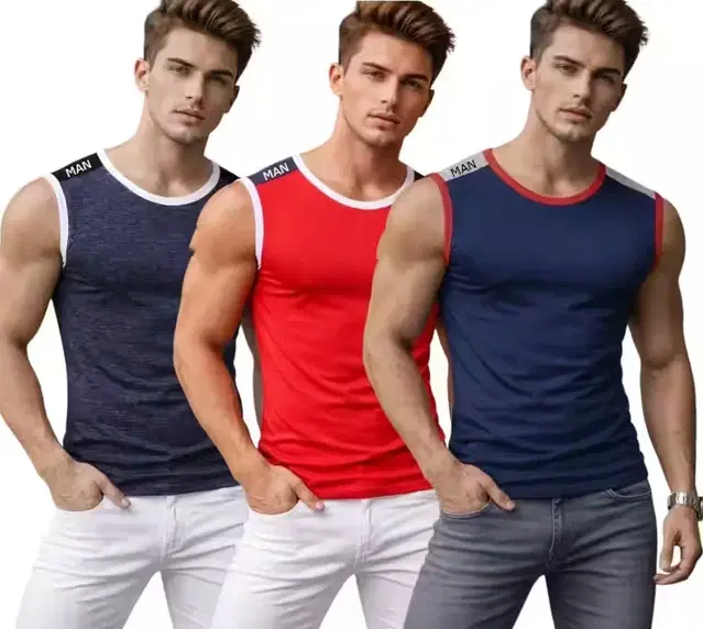 Cotton Jym Vest for Men, Multicolour, Pack of 3 (S)