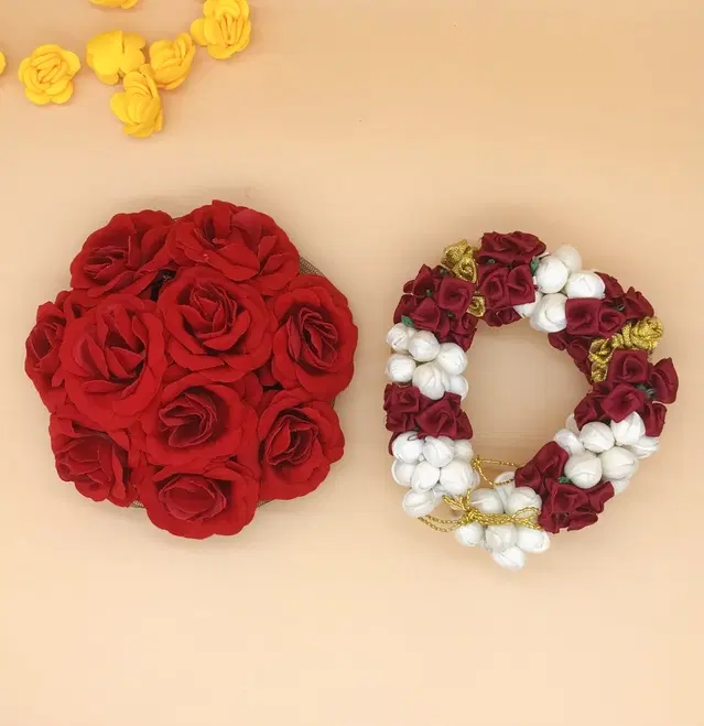 Artificial Flower Reusable Handcrafted Gajra for Women, Pack of 2 (Multicolor)
