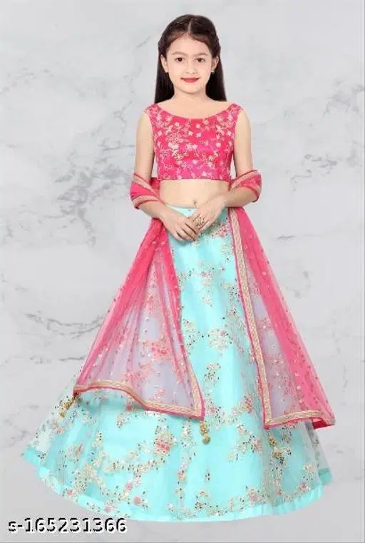 Embroidered Lehenga Choli for Women (Pink, 4-5 Years)