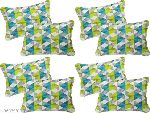 Cotton Pillow Covers, Multicolor, (17x27 inches), Pack of 8