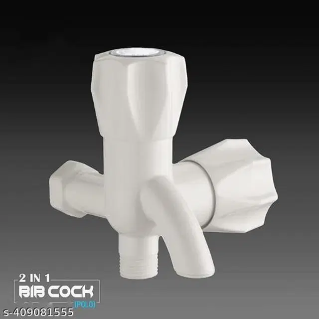 Plastic 2 in 1 Bib Cock Tap, White
