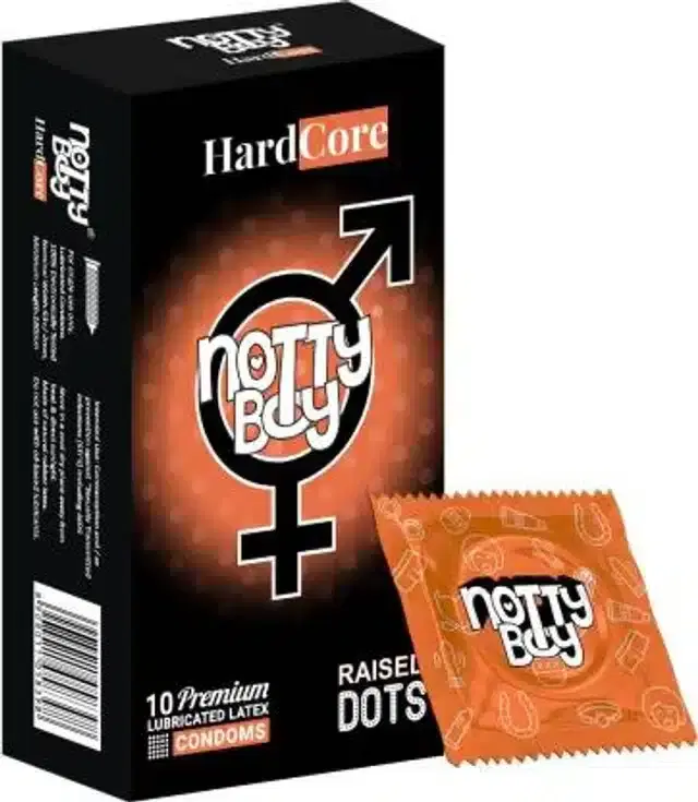 NottyBoy Hard Core Raised Dots Condoms, Pack of 10