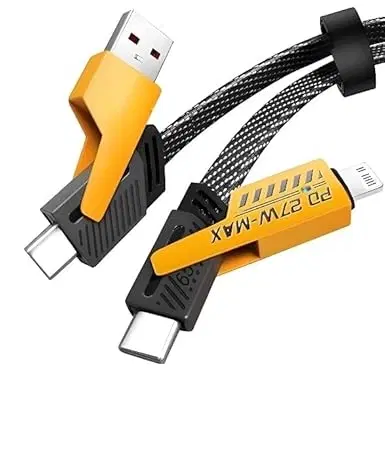 4-in-1 Fast Charging & Data Transfer Cable, Multicolor, 1 m