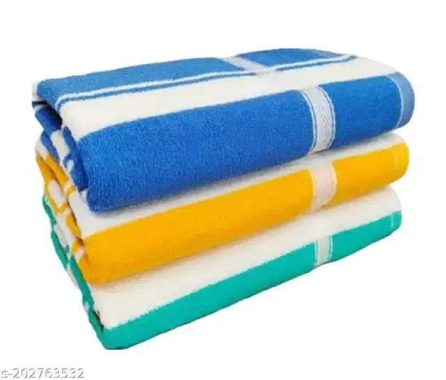Polyester Bath Towels, Multicolor, 30x60 cm, Pack of 3