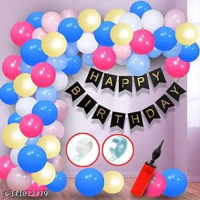 Birthday Party Decoration Kit, Multicolor, Set of 64
