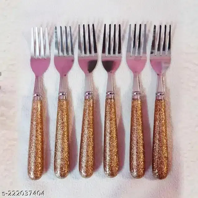 Stainless Steel Fork Set, Gold, Pack of 6
