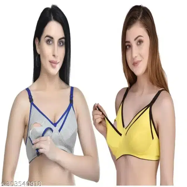 Polycotton Feeding Bra for Women, Pack of 2 (Assorted, 32C)