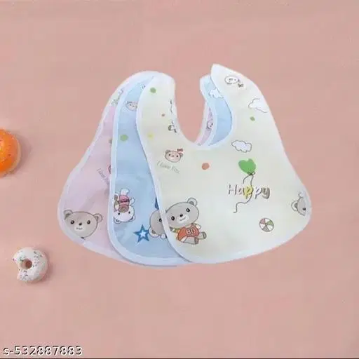 Preetaaru (Pack Of 3) Baby Waterproof Bibs & With Chit Button