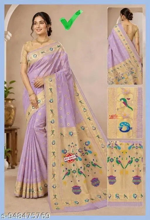 Organza Party Wear Saree for Women (Green)