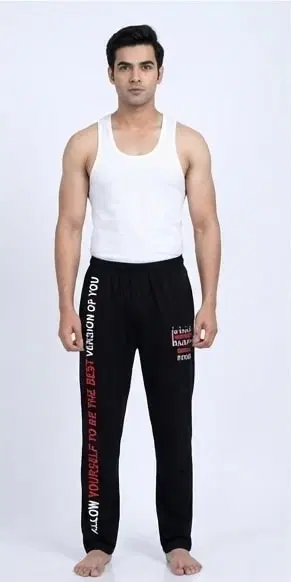 Cotton Abstract Track Paints For Men, Black (M)