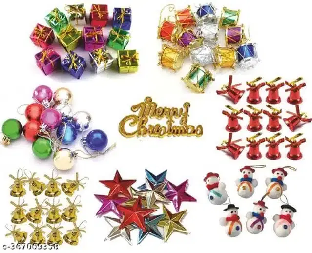 Christmas Tree Decoration Hanging Ornaments, Multicolor, Set of 100