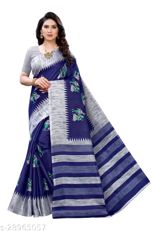 Georgette Digital Print Saree for Women, Blue