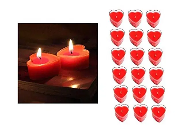 Floish Decor Premium Rose Scented Heart Tealight Candles, Pack of 18