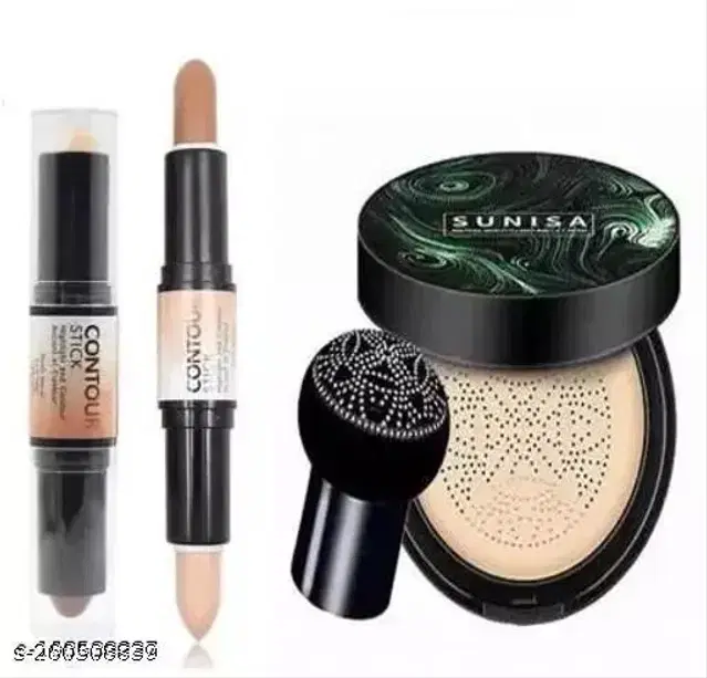 Combo Of Sunisa Foundation & 2 In 1 Contour Stick, Multicolor, Pack Of 2
