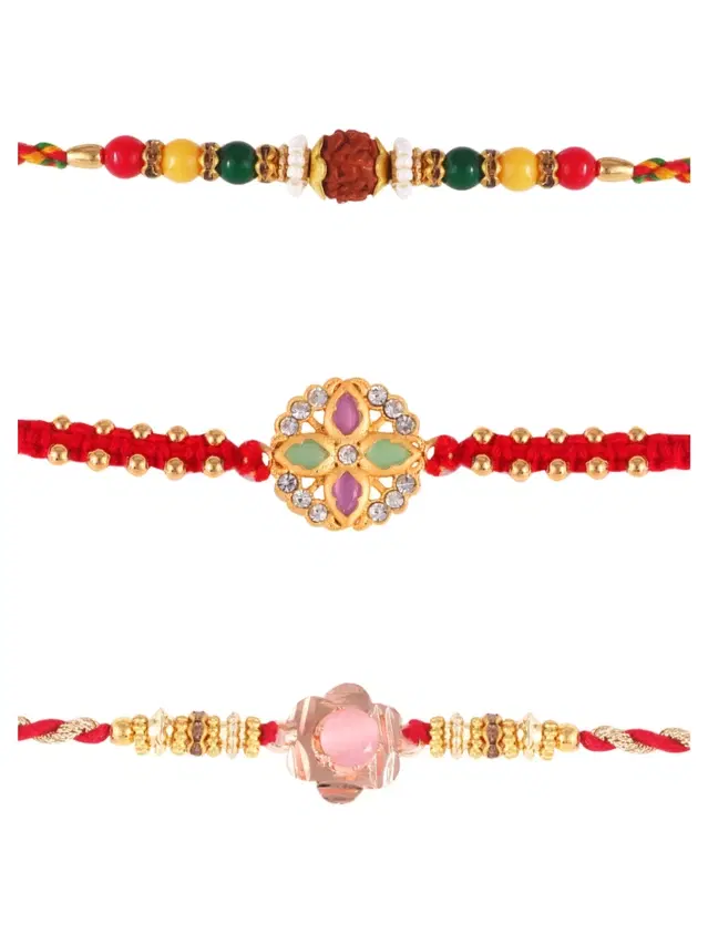 Designer Rakhi for Rakshabandhan, Multicolor, Pack of 3