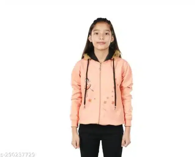 Full Sleeves Hoodies for Girls (Peach, 4-5 Years)